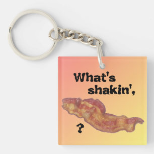 Was läuft Bacon-Schlüsselanhänger Gelb Pink Lustig Schlüsselanhänger