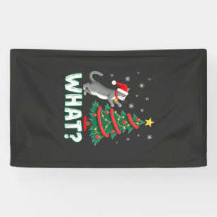 Was Lustige Katze Schiebt Weihnachtsbaum Über Katz Banner