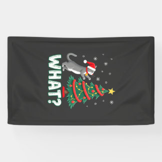 Was Lustige Katze Schiebt Weihnachtsbaum Über Katz Banner