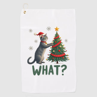 Was Lustige Katze Schiebt Weihnachtsbaum Über Katz Golfhandtuch