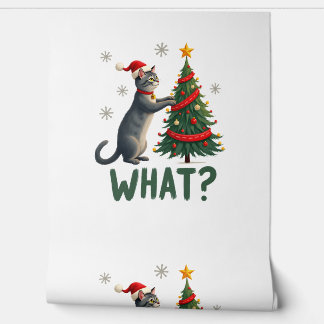Was Lustige Katze Schiebt Weihnachtsbaum Über Katz Tapete
