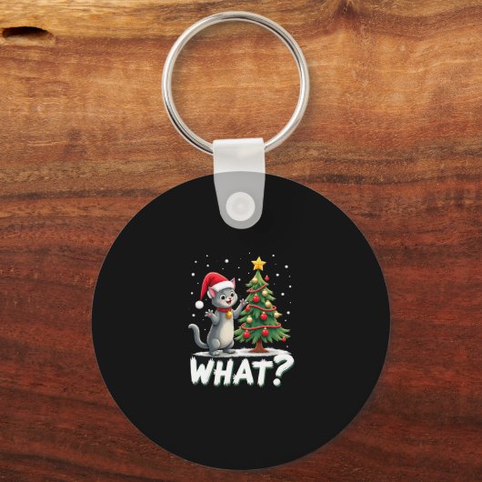 Was lustige Katze Weihnachtsbaum über Katze Xma sc Schlüsselanhänger (Vorderseite)
