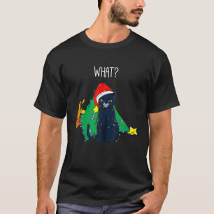Was Lustige Schwarze Katze Weihnachtsbaum Party Mä T-Shirt