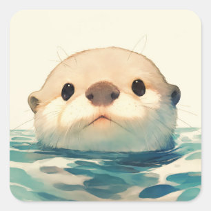 Was machst du Otter? Quadratischer Aufkleber