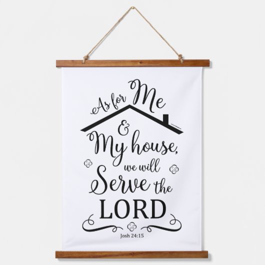 "Was mich und mein Haus betrifft" Joshua 24:15 Wandteppich Mit Holzrahmen (Vorderseite)