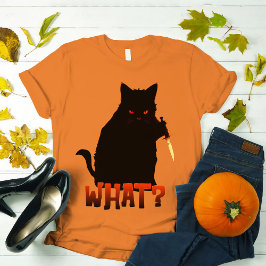 Was? Murderne schwarze Katze mit Kniffehl T-Shirt