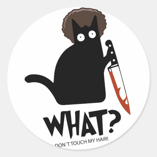 Was? Murderous Black Cat with Knife Dont toum Runder Aufkleber (Vorderseite)