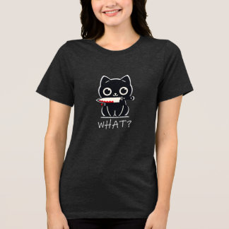 Was Niedliche Katzengrafik Tri-Blend Shirt
