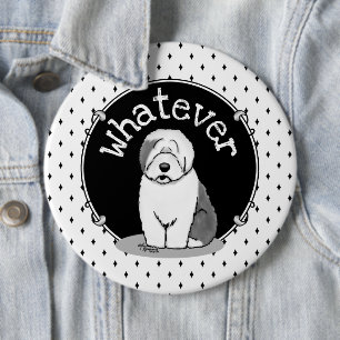 Was? Old English Sheepdog (Grau 1) Funny Button