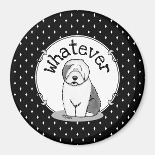Was? Old English Sheepdog (Grau 1) Funny Magnet