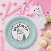 Was? Old English Sheepdog (Grau 1) Funny Pappteller (Party)
