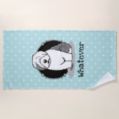 Was? Old English Sheepdog (Grau 1) Funny Strandtuch (Vorderseite)