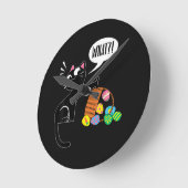 WAS ! Osternkatze Runde Wanduhr (Winkel)