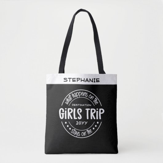 Was passiert auf Girls Trip Custom Girls Weekend Tasche (Vorderseite)