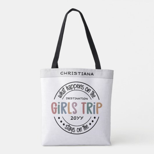 Was passiert auf Girls Trip Custom Girls Weekend Tasche (Rückseite)