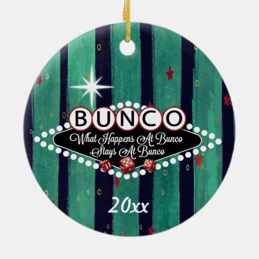 Was passiert bei Bunco Holiday Stripe Keramik Ornament (Hinten)