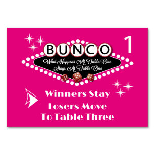 Was passiert bei der Bunco-Tischkarte #1 Tischnummer
