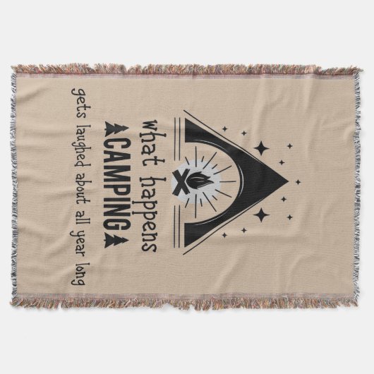 Was passiert Camping Spaß Camper Quote Doormat Decke (Vorderseite)