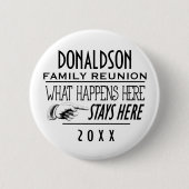 Was passiert hier Spaß Familie Wiedersehen Geschen Button (Vorderseite)