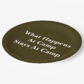 Was passiert im Lager bleibe? Pappteller (Schrägansicht)