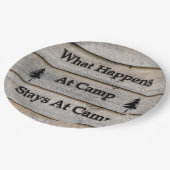 Was passiert im Lager bleibe? Pappteller (Schrägansicht)