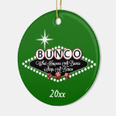 Was passiert in der Bunco Round? Keramikornament (Links)