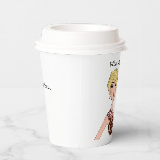 "Was passiert vor dem Kaffee, bleibe vor dem Kaffe Pappbecher (Rechts)