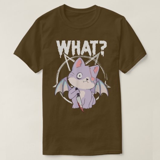 Was Pastel hat Pentagramm Funny Cat T-Shirt (Design vorne)