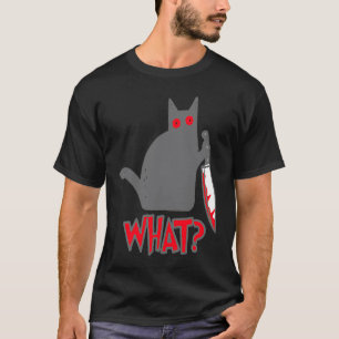WAS Psycho-Katze Mörderische Katze mit Messer T-Shirt
