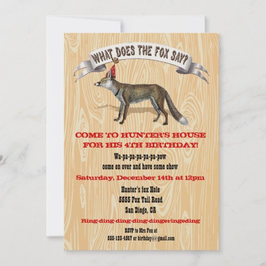 Was sagt der Fuchs über die Einladung zur Geburtst (Vorderseite)