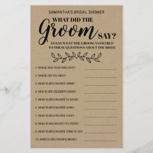 Was sagte der Bräutigam? Rustic Bridal Shower Spie Flyer