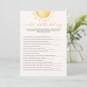 Was sagte der Vater Sonnenschein-Babydusche? Einladung (Stehend Vorderseite)