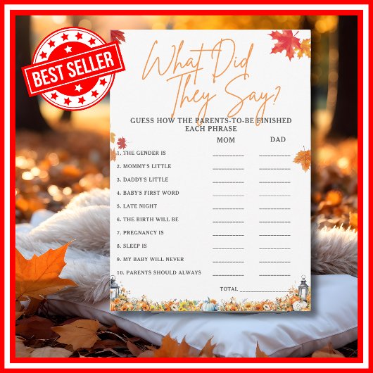 WAS SAGTEN SIE VON Baby Shower Game Little Pumpkin Einladung