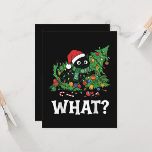 Was Schwarze Katze Lustiger Weihnachtsbaum Einladung