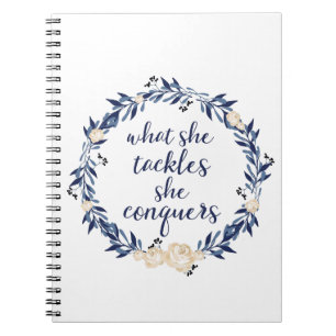 ", was sie anpackt, erobert sie " notizblock