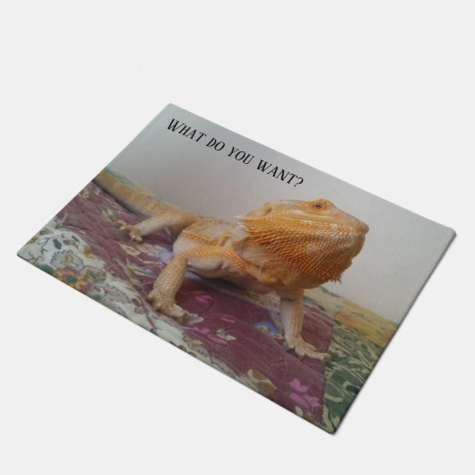 WAS SIE lustigen bärtigen Drachen WOLLEN Fußmatte (Schrägansicht)