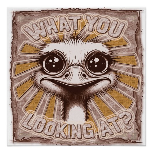 Was siehst du dir an? Ostrich Glossy Poster (Vorderseite)