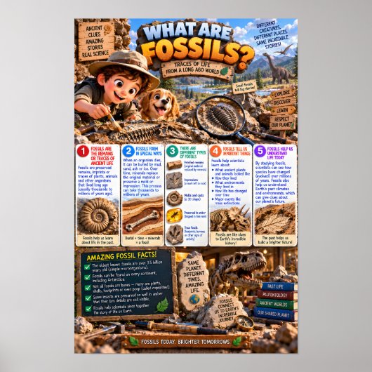 Was sind Fossilien Infografik Poster (Vorne)