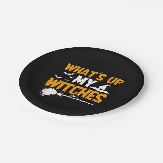 Was sind meine Hexen? | Halloween Pappteller (Schrägansicht)