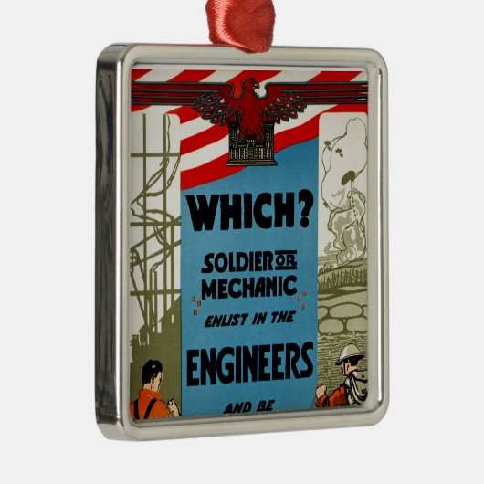 Was? Soldat oder Mechaniker Silbernes Ornament (Rechts)