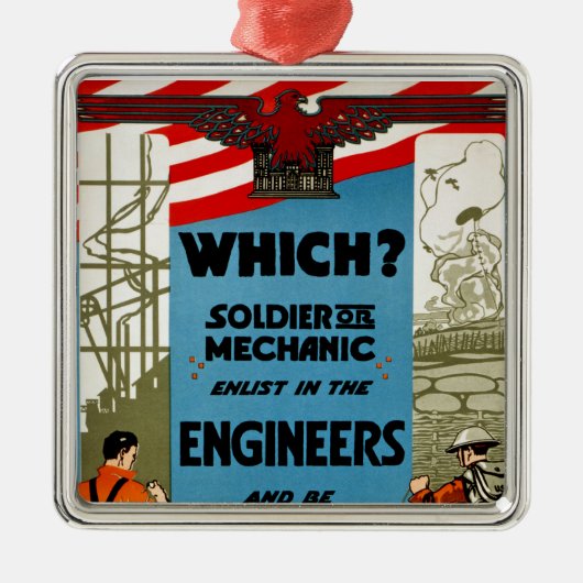 Was? Soldat oder Mechaniker Silbernes Ornament (Vorne)