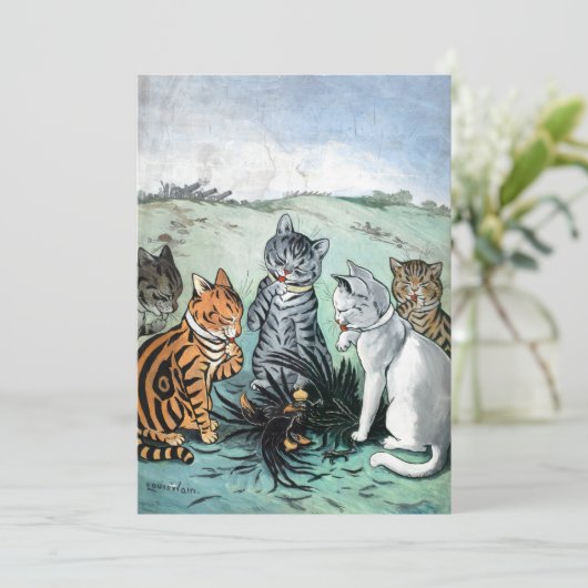 Was sollen wir mit den Feathers von Louis Wain mac Dankeskarte (Stehend Vorderseite)