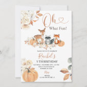 Was Spaß Fall Woodland Pumpkin Geburtstag Einladung (Vorderseite)