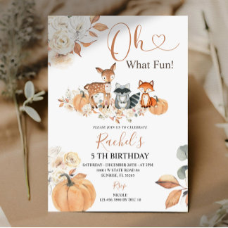 Was Spaß Fall Woodland Pumpkin Geburtstag Einladung