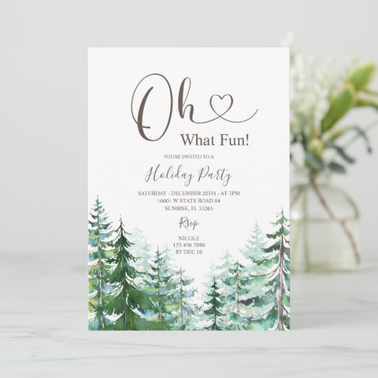 Was Spaß Pine Trees Grüne Feier Einladung (Stehend Vorderseite)