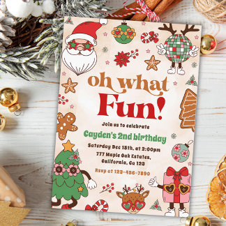 Was Spaß Retro Weihnachten 2. Geburtstag Einladung