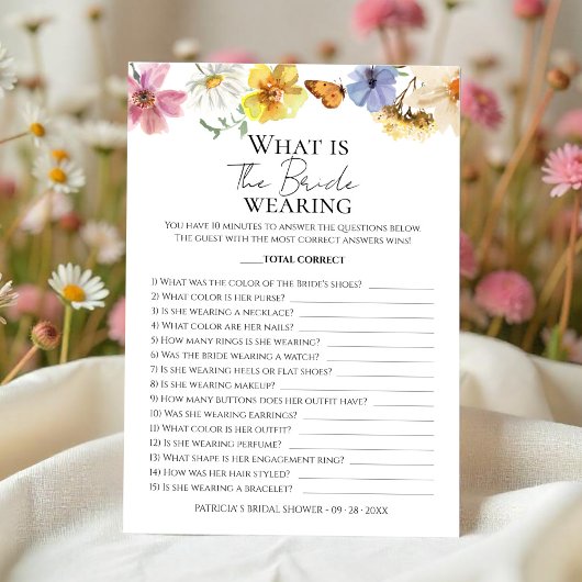 Was trägt die Braut? | Wildblume Game Card Einladung