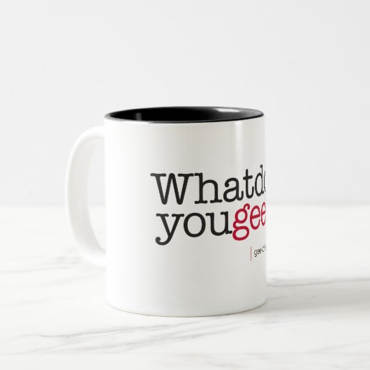 Was tun Sie Aussenseiter? Zweifarbige Tasse (Vorderseite Links)