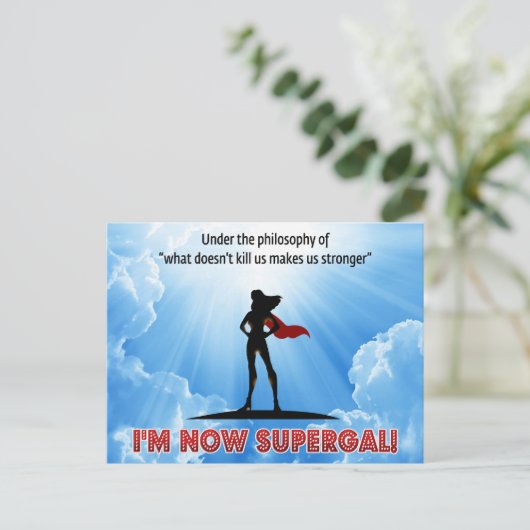 Was uns nicht umbringt, macht uns stärker! postkarte (Stehend Vorderseite)