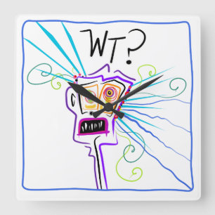 Was? WAS? EMOJI Meemogie Quadratische Wanduhr